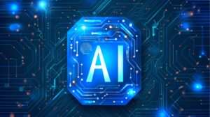 BlueGlobe Technologies camera security Ai letters on abstract bokeh background illustrating new concepts in artificial intelligence